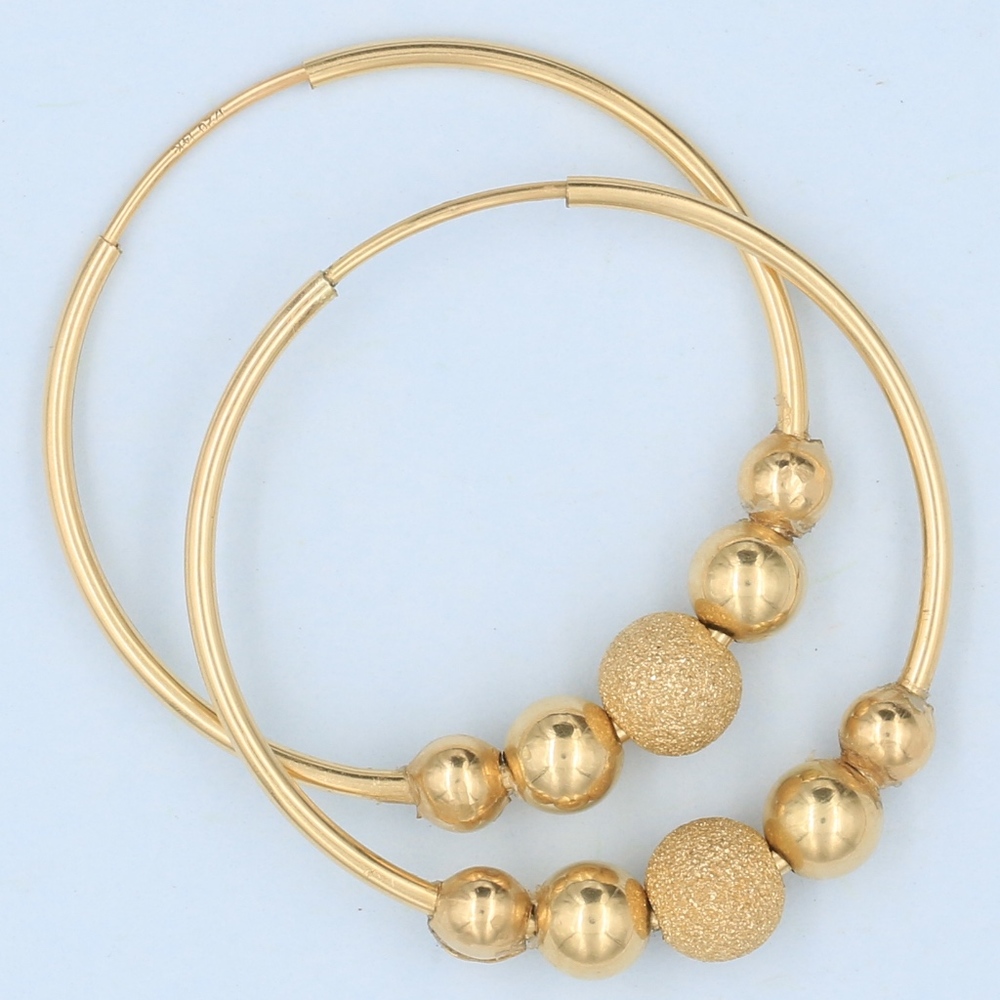 14k GF Stardust Beaded Endless Hoop Earrings